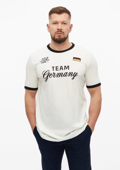 Zachte klassieke T-shirt van katoen met bedrukking aan de voorkant en borduursel s.Oliver