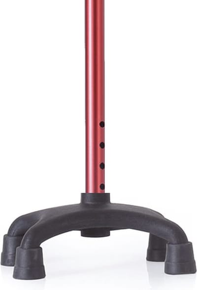 Moretti vierpoot wandelstok rood aluminium