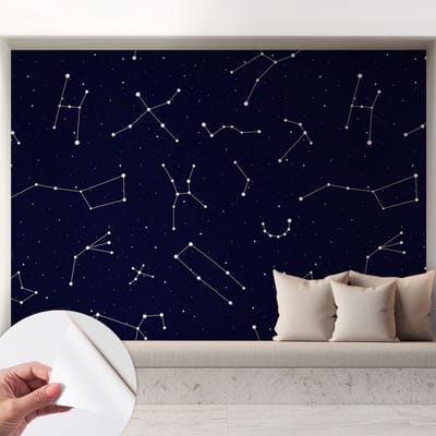 Coloray Zelfklevend Behang - Astro Sky Stickerbehang op rol - 208x146 cm - Marine Zelfklevend Behang - Voor de slaapkamer, woonkamer en kantoor - Herpositioneerbaar - Zelfklevend fotobehang