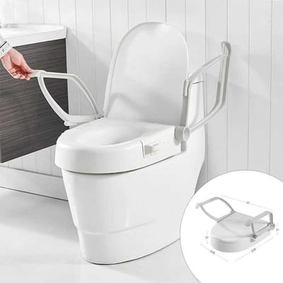 Verhoogde Toiletbril - Toiletverhoger Handgrepen - Veiliger Toiletgebruik - Verstelbare Armleuningen - 396x458x12 cm - Wit