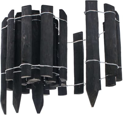 BOGATECO Hazelnoot Rollborder 35 x 300 cm - Flexibele Houten Halfrondomheining - Tuin Afboording - Zwart