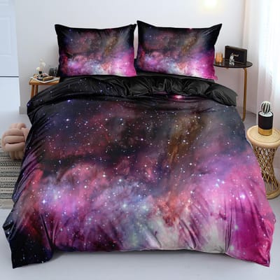 Luxe Galaxy Donkerblauw Beddengoed Set Twin Full Queen King Size Dekbedovertrek Set Schijnende Sterren Sterrenhemel Kinderen Volwassenen Dekbedset 140x210cm 2pcs