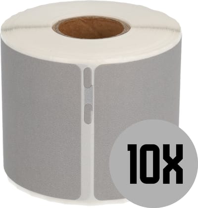 DULA Dymo kompatible Etiketten, S0722430 99014, 101 x 54 mm, Silber, Permanent, 10 Rollen, 220 Etiketten pro Rolle