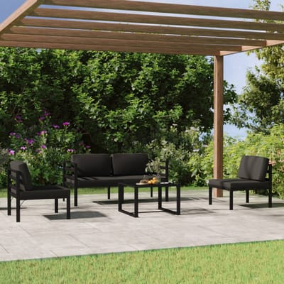 vidaXL - 5-delige - Loungeset - met - kussens - aluminium - antracietkleurig