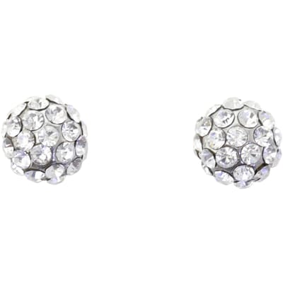 Behave – Oorstekers – Transparant kristal – 1 cm – Vintage zilverkleur