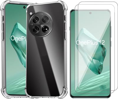 Hoesje geschikt voor Oneplus 12 - 2x Screenprotector Glas - Shockproof Transparant
