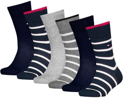Tommy Hilfiger kids 6P sokken breton stripe blauw & grijs