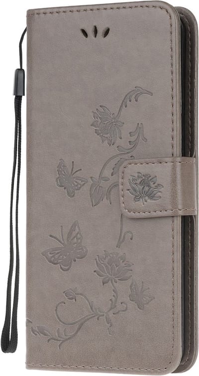 Coverup Bloemen & Vlinders Book Case - Geschikt voor Samsung Galaxy A52 / A52s Hoesje - Grijs