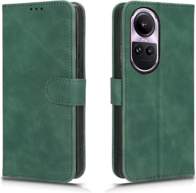 Geschikt voor Oppo Reno 10 / 10 Pro 5G - Book Case - Portemonee Flip cover hoesje Leer - Groen