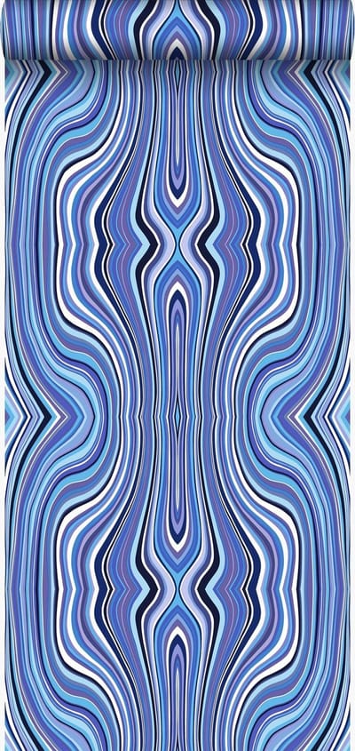 Origin Wallcoverings behang grafische lijnen blauw en turquoise - 53 cm x 10.05 m - 347228