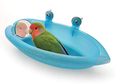 Klein Vogelbad met Spiegel voor In Huis, Badkuip voor Papegaaien en andere Gekooide Vogels