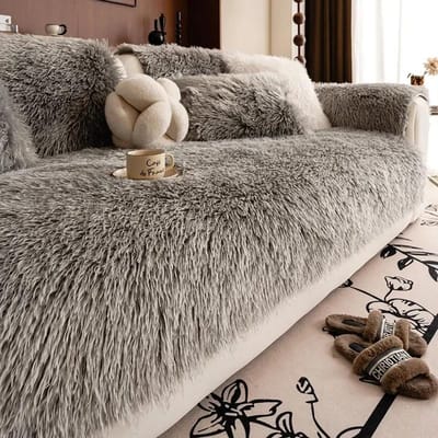 Lamsvacht Zacht Bankkussen Winter Warm Pluche Bankhoezen voor Woonkamer Luxe Antislip Universele Bankhoezen Thuis A 70x70cm 1pc