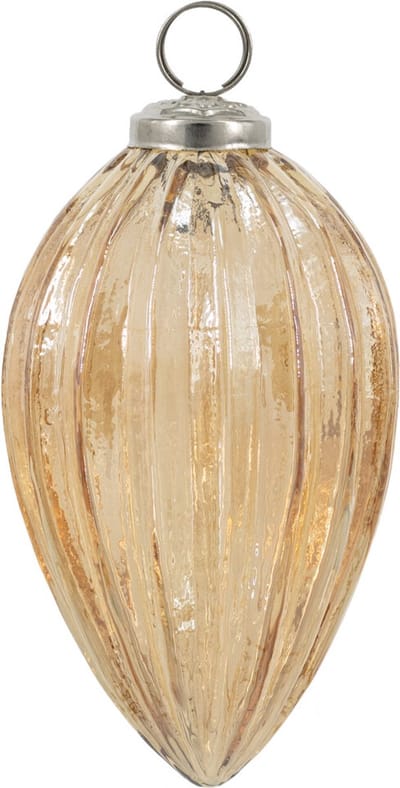 HomeBound by KY | Glazen kerstbal ovaal roest/goud | 12,5x12,5cm | kerstbal