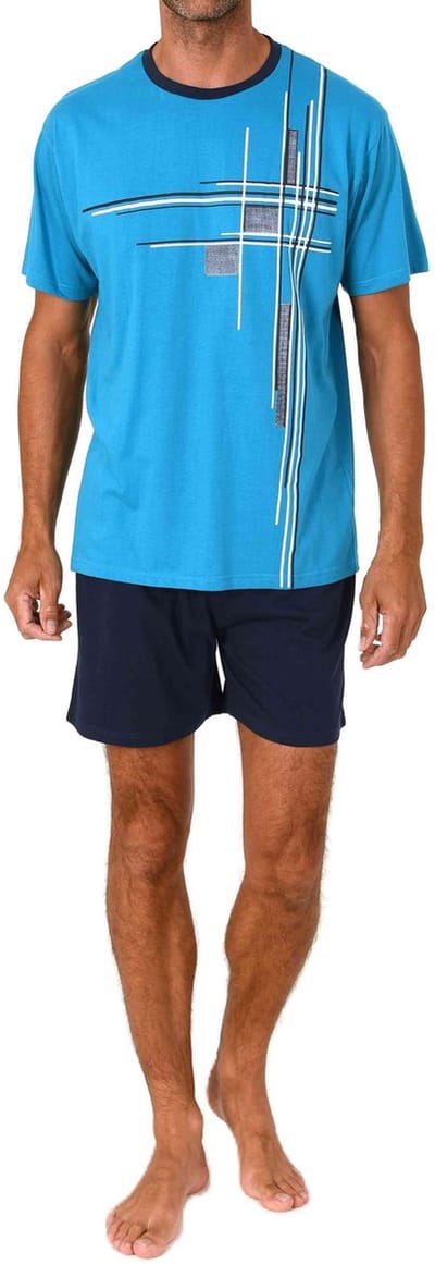 Normann herenpyjama shorty met korte mouwen en print op de voorkant