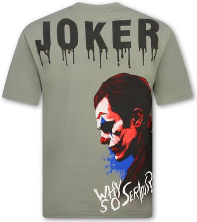 Joker Tshirt met Opdruk - T shirt Heren met Print - Oversized T shirt Heren - Funny shirt -1796- Groen