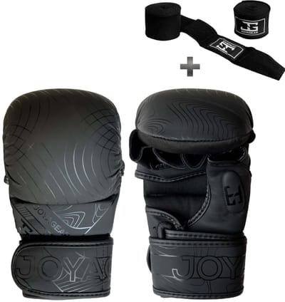 JOYA Essential MMA Sparring Handschoenen Zwart/Zwart – Maat L – Kickboksen, Grappling & Training – Comfortabele Pasvorm & Dubbele Klittenbandsluiting