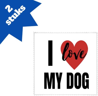 Akyol - i love my dog brillendoekjes - Honden - honden liefhebbers - verjaardagscadeau - kado - gift - geschenk - 17,8 bij 17,8 cm - 2 stuks