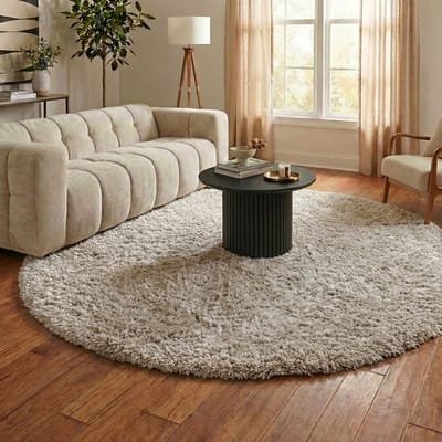 NATURL. Rond Shaggy vloerkleed - Blaze Beige/Grijs - Ø 160cm