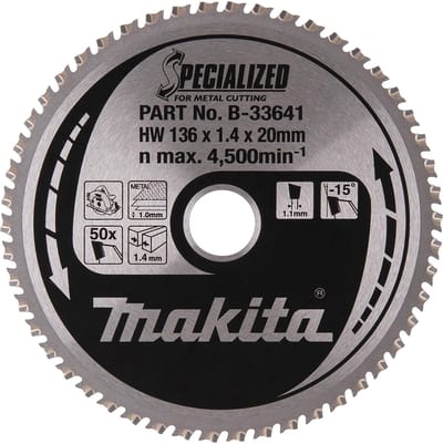 Makita B-33641 B-33641 Cirkelzaagblad 136 x 20 x 1.1 mm Aantal tanden: 50 1 stuk(s)
