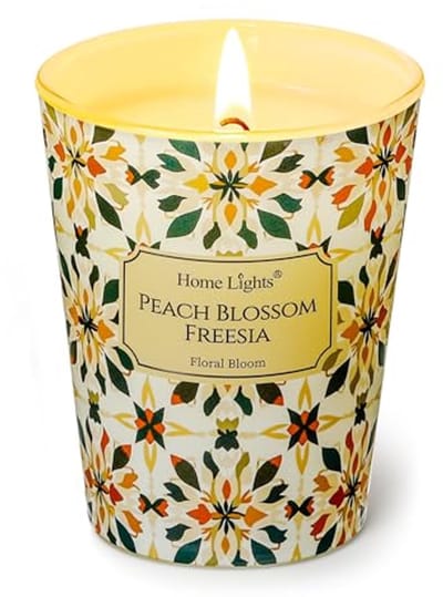 Geurkaarsen met 1 wick - Sojawas Mengkaars van 190g - Schoonbrandend en Duurzaam - Voor Woondecoratie en Geschenken - Perzikbloesem & Freesia Geuren