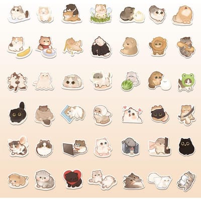 140 Stuks Schattige Kat Huisdier Stickers Waterdichte Decals Herbruikbare Labels Voor Waterbeker Dagelijkse Decoratie Sticker Verhaal Winkel beige