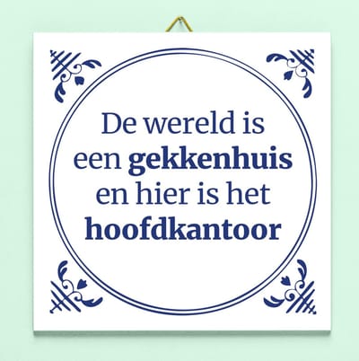 Tegeltje De wereld is een gekkenhuis van Ditverzinjeniet
