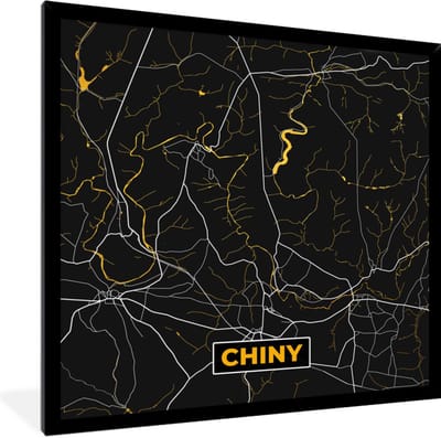 Fotolijst incl. Poster - goud - Plattegrond - Chiny - Stadskaart - Kaart - 40x40 cm - Posterlijst