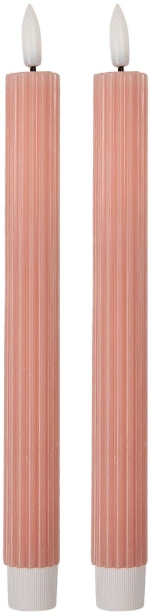 Clayre & Eef LED Dinerkaarsen set van 2 Ø 2x25 cm Roze Wax