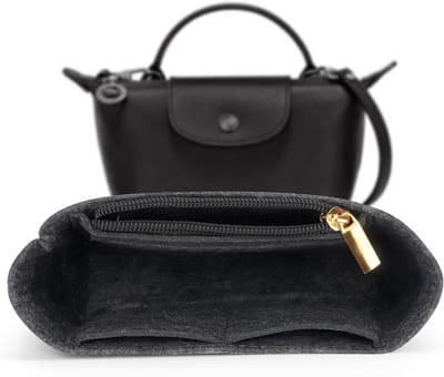 Famanu - Handbag Organizer Insert voor, Tas in Tas Organizer Vilten Multifunctioneel Zakje (Donkergrijs)