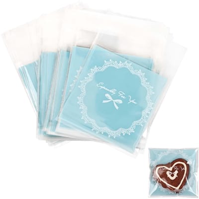 Dailygoods- Koekjeszakjes Zelfklevend - Traktatiezakjes - Snoepzakjes - Cadeauzakjes - 7x7 cm - Dubbelzijdig Roze/Transparant
