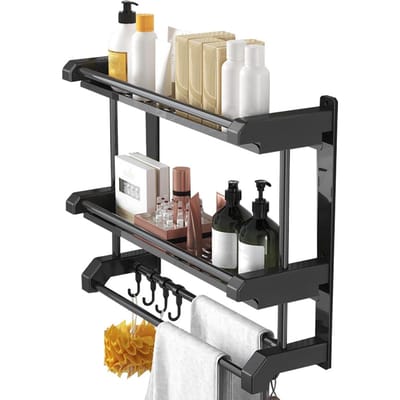Badkamer Opbergrek Wandmontage Roestvrij Staal Handdoekrek voor Toilet Badkamer Keuken Ophangaccessoires 50cm Double layers