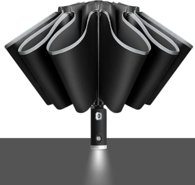 Bovista Moderne Stormparaplu - Windproof Paraplu - Stormproef - Opvouwbaar - Zaklamp - Automatisch Uitklapbaar - Umbrella - Zwart