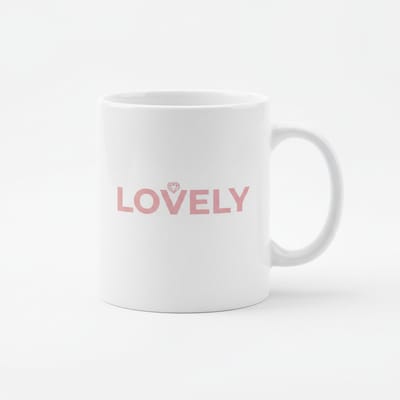 Minimalistische Liefde Tekst Mok 330 ml – “Lovely” – Elegante Keramische Koffie- en Theemok voor Elke Dag