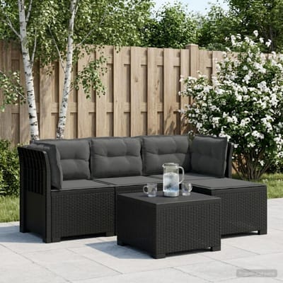 vidaXL - 4-Zitter - Tuin - Sofa - met - Kussens - Rattan - Look - PP - Antraciet