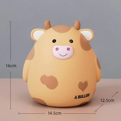 Tirelire de bureau pour enfants, jolie tirelire en forme de vache, boîte d'épargne pour pièces de monnaie, pot, organisateur de pièces, boîte de rangement, réservoir de dépôt de pièces beige