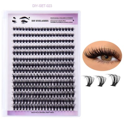 Enkele wimperverlenging DIY gesegmenteerde wimpers dikke D-curve valse wimpers voor oogmake-up 280pcs zwart