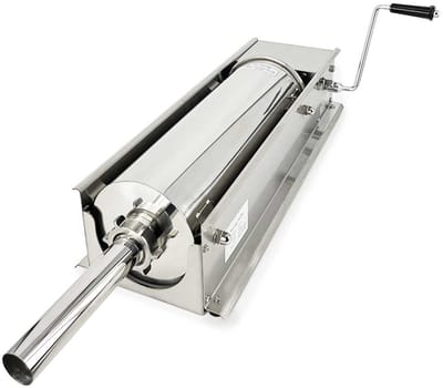 HCB® - Professionele Horeca Worstvuller - horizontaal - 7 liter - RVS / INOX - Worstenmaker - Worstmachine - 22x67x18 cm (DxBxH) - 15 kg - 7438
