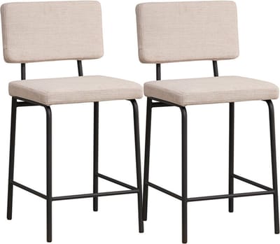 Bronx71® Scandinavische barkruk Espen beige gerecyclede stof 64-77 cm - Barkrukken set van 2 - barstoel