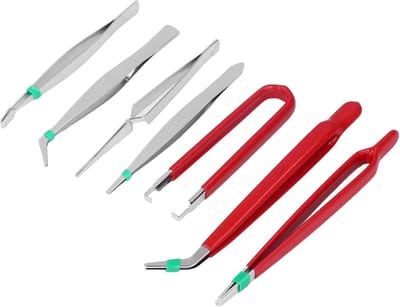 Pincetset Reparatie - Fijne Punt Pincetten - Elektronica Reparatie - Antistatische Fijne Punten - 7 Delig - Zilver