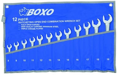 BOXO Ratelsteek Ringsleutelset - 12-delig in Etui | WR1790-12B