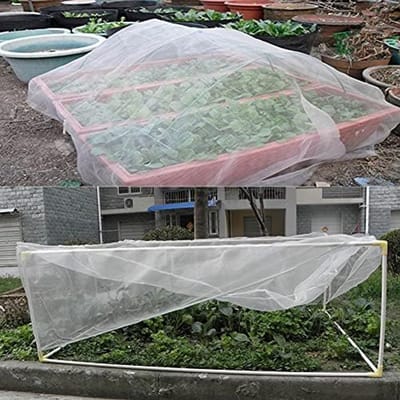 Tuinbouwnet, een fijnmazig insectengaas voor groenten, fruit, bloemen en gewassen, geschikt voor tuinieren en telen in de open lucht. Muggenspray (60 mesh, versterkt, 2,5 m x 3 m).