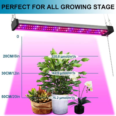 MUPOO Kweeklamp LED Full Spectrum – Groeilamp Planten voor Indoor Kweek – Koppelbare Grow Light Bars voor Groei en Bloei – Met Pull Chain Schakelaar – klein - 10W - 30cm -58 LED