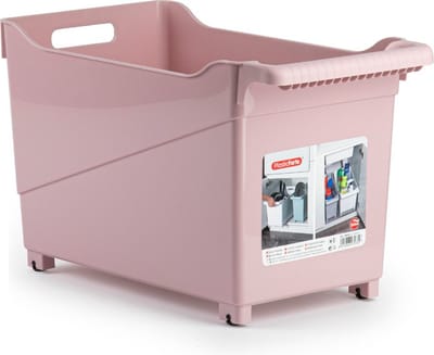 Plasticforte Opbergbox - roze - 45 x 24 cm - kunststof - op wieltjes