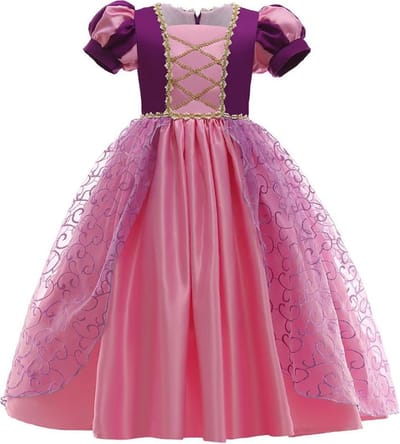 Prinses - Jurk - Prinsessenjurk - Verkleedkleding - Feestjurk - Sprookjesjurk - Paars - Maat 98/104 (2/3 jaar)