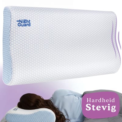 The Night Guard Comfort Plus – Stevig hoofdkussen tegen nekklachten – Orthopedisch traagschuim – Voor zij en rugslapers – 65x35 cm