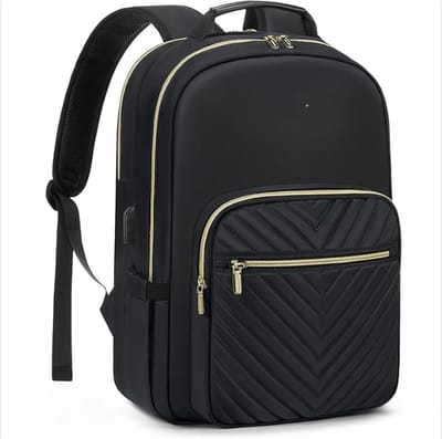 laptoprugzak voor dames, 15,6 inch laptoptas rugzak, waterdicht schoolrugzak, meisjes tieners rugzak, met laptopvak, USB-oplaadaansluiting, voor school, universiteit, zaken, zwart