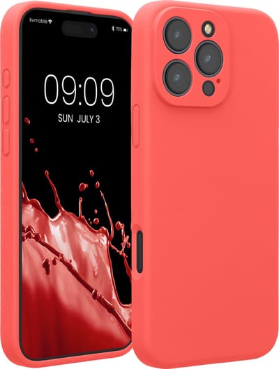 kwmobile telefoonhoesje geschikt voor Apple iPhone 16 Pro Max - TPU backcover met siliconen coating - Smartphone case in neon koraal