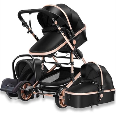 Kinderwagen - 3-in-1 - Wandelwagen - Zwart - Met stoel & wieg