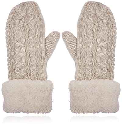 LGT JWLS Beige Gebreide Dameswanten - Warm en Comfortabel