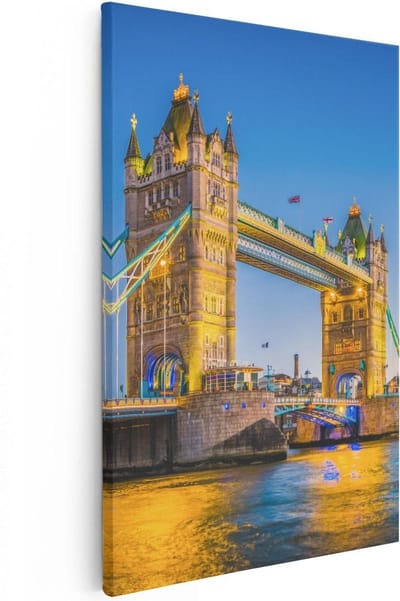 Artaza Canvas Schilderij Londen - 20x30 cm - Klein - Wanddecoratie Skyline - Muurdecoratie Tower Bridge - Kamer Accessoires